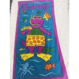 1992 Barney Snorkel Swimming Beach Towel Fish Ocean Lyons Group Vintage NEW